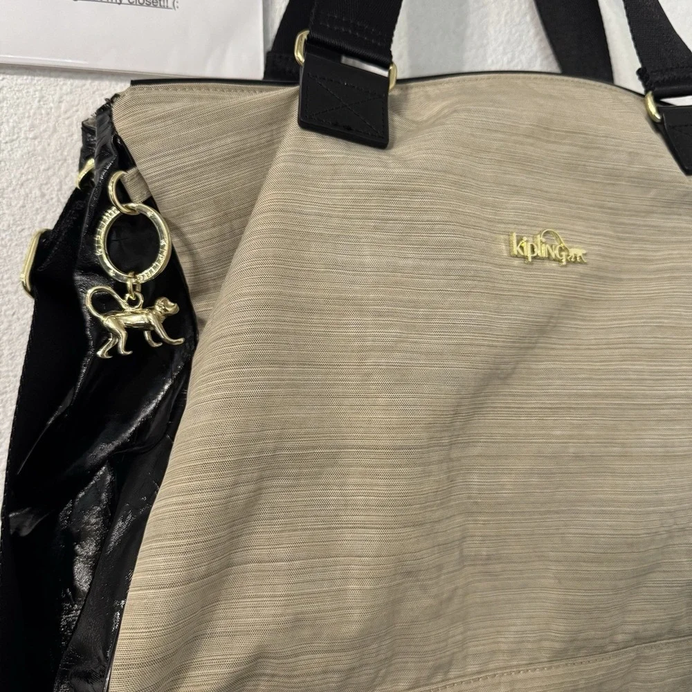 Kipling Genni Tote Bag Rare Travel Beige‎ Black